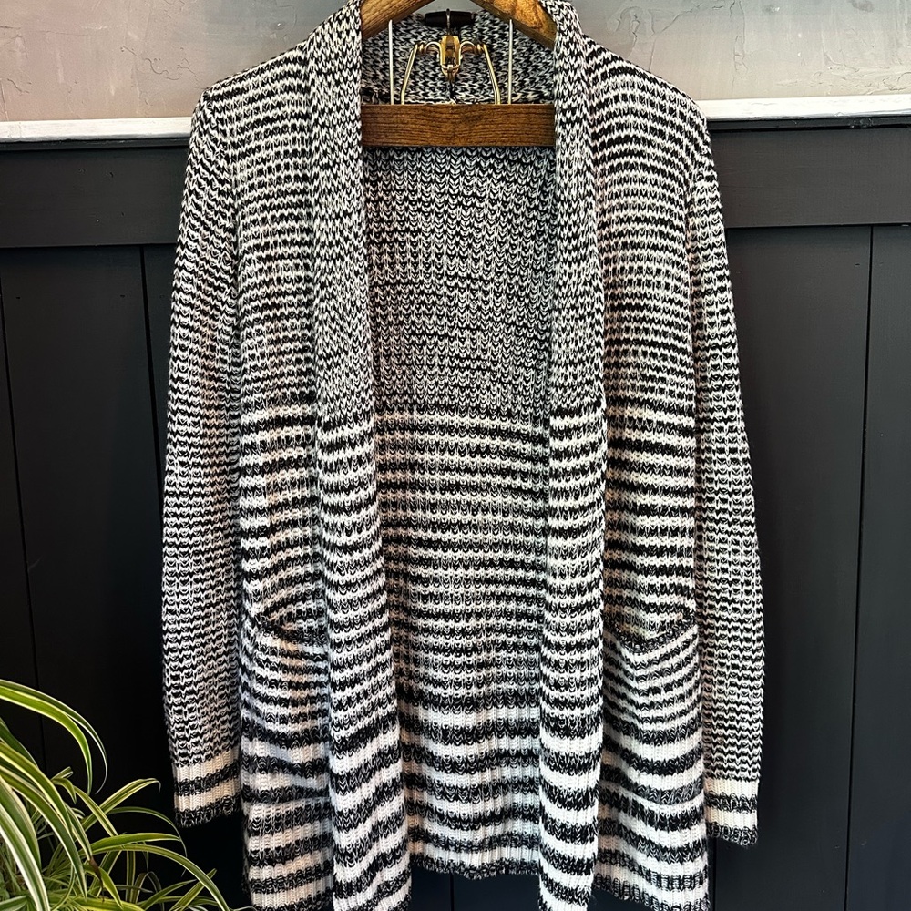 Maurices Knit Cardigan Black and White Sweater Size Small